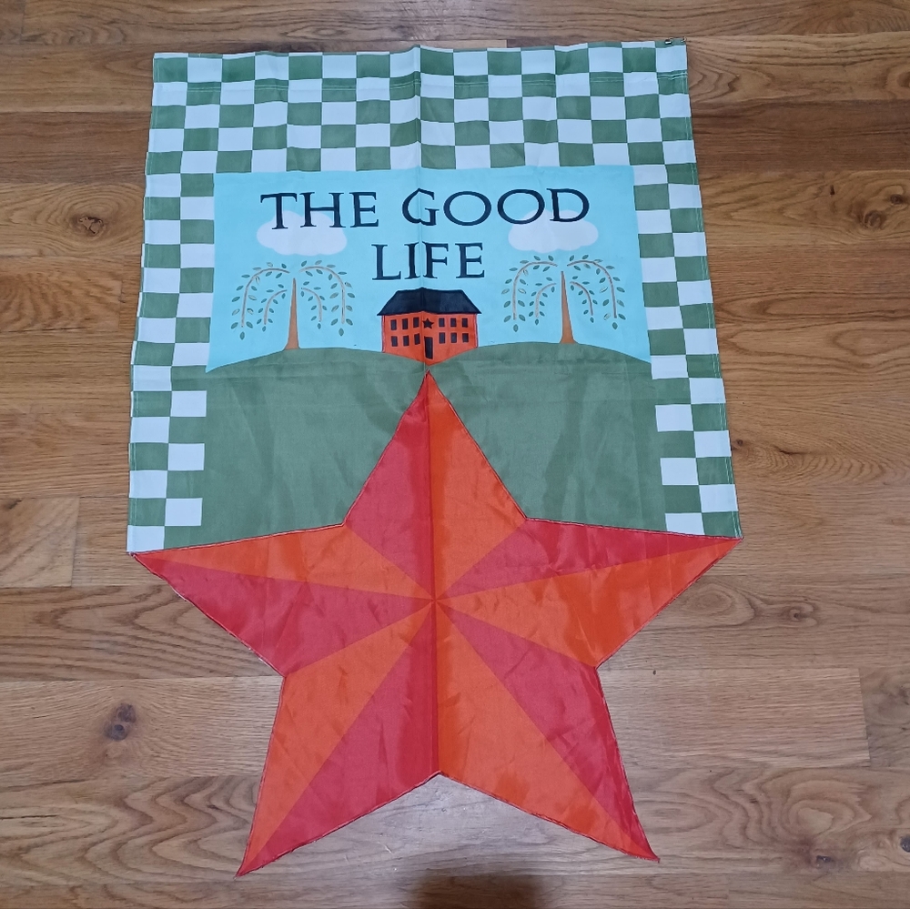 Star Church The Good Life Checkered Graden Banner Garden Flag โญ - Picture 3 of 12